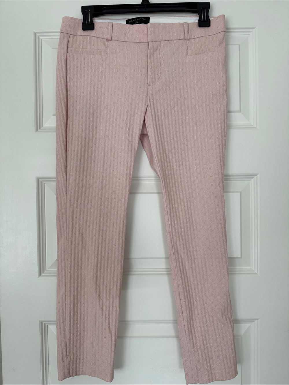 Banana Republic Sloan Fit Light Pink Textured Straight-Leg Pants 4P